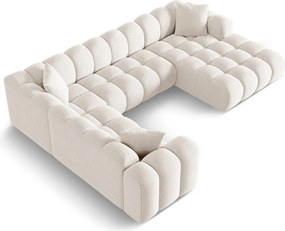 Colțar crem cu tapițerie din chenille (cu colț pe partea stângă/în formă de "U") Treno – Cosmopolitan Design