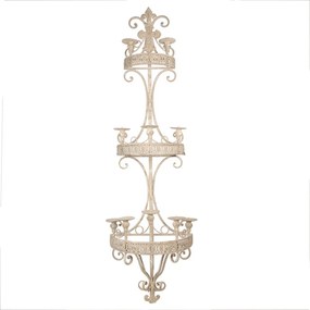 Sfesnic 10 lumanari, bej, din metal, aspect vintage,44x19x143 cm