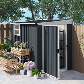 Outsunny Depozit de Unelte pentru Grădină, adăpost de unelte pentru unelte de grădină, fereastră, deschideri de ventilație, blocabil, oțel, Gri închis | Aosom Romania