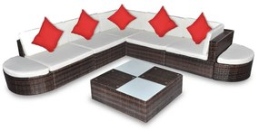 41266 vidaXL Set mobilier de grădină cu perne, 8 piese, maro, poliratan