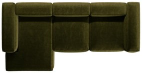 Colțar verde cu tapițerie din catifea reiată (cu colț pe partea stângă/cu șezlong) Bergamo – Cosmopolitan Design