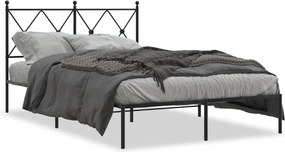 vidaXL Cadru de pat metalic cu tăblie, negru, 120x190 cm
