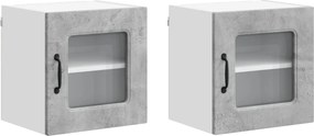 vidaXL Dulap de bucătărie Kalmar 2 pcs Gri din beton 40 x 31 x 40 cm