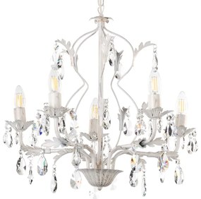 Lustră pe lanț TERESA 5xE14/6W/230V alb ONLI