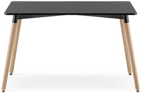 Set de masa 1 + 4, masa neagra ADRIA 120x80 cm + scaun bej BALI MARK cu picioare negre