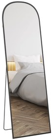 HOMCOM Oglindă de Podea și Perete, Oglindă Modernă cu Structură din Aliaj de Aluminiu și Suport Pliabil, 50x161.5 cm, Negru | Aosom Romania