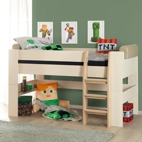 Pat pentru copii bej înalt fără somieră 90x200 cm Loft – Roba