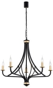 Lustra cu 5 brate design modern Lorenzo negru, auriu