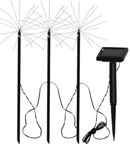 Set 3 lampadare solare pentru exterior Star Trading Firework, înălțime 40 cm
