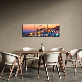 Tablou - Santorini în amurg (cu ceas) (90x30 cm)