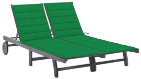 vidaXL Șezlong grădină cu perne, 2 persoane, gri, lemn masiv acacia