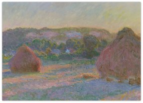 Tablou pe sticlă - Claude Monet, Stacks of Wheat (End of Summer) , reproducere (70x50 cm)