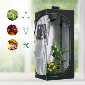 Outsunny Cort pentru Cultura Hidroponică, Spațiu de Creștere Plante, 60x60x140 cm, Rezistent la Lumină, Negru | Aosom Romania