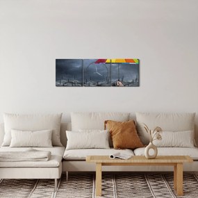 Tablou - Umbrele (cu ceas) (90x30 cm)