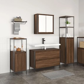 vidaXL Set mobilier baie, 3 piese, stejar maro, lemn prelucrat