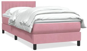 vidaXL Pat box spring cu saltea, roz, 80x220 cm, catifea