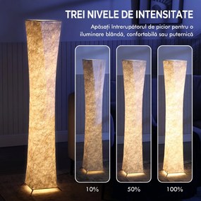 HOMCOM Lampă de Podea Modernă cu Întrerupător de Picior, din Oțel și Plastic, 25x25x129 cm, Alb și Argintiu | Aosom Romania