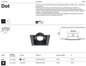 Spot incastrabil design tehnic Dot alb 11,2x11,2cm