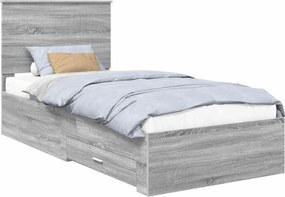 vidaXL Cadru de pat cu headboard Gri Sonoma 90 x 190 cm Lemn compozit