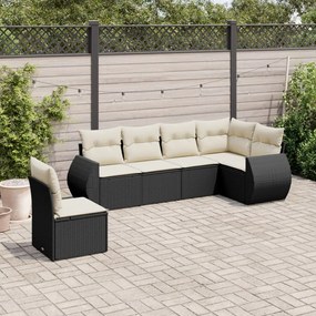 vidaXL Set mobilier de grădină cu perne, 6 piese, negru, poliratan