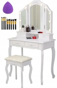 Masă de toaletă cu oglindă LED Victoria White