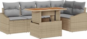 vidaXL Set de masă pentru grădină cu pernă 6 pcs Bej și gri
