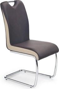 Scaun tapitat K184, maro inchis/crom, piele ecologica/metal, 43X55X94