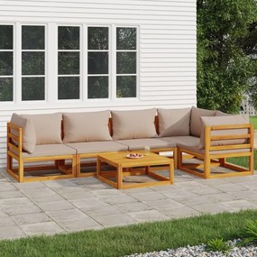 3155270 vidaXL Set mobilier de grădină cu perne gri taupe, 6 piese, lemn masiv