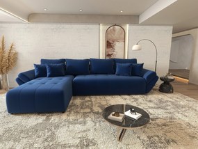 Colțar extensibil dumonde cu ladă de depozitare si sezut confortabil din spuma high-density, Berlin XL Royal Albastru 350x185 cm