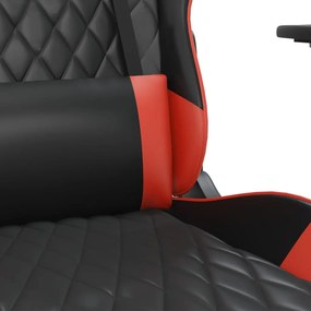 Scaun de gaming cu suport picioare, negru rosu, piele ecologica 1, Negru si rosu, Cu suport de picioare