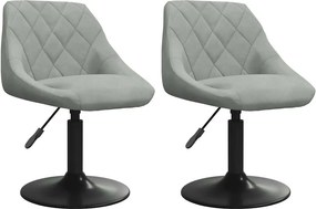 vidaXL Scaune rotative de bucătărie, 2 buc., gri deschis, catifea