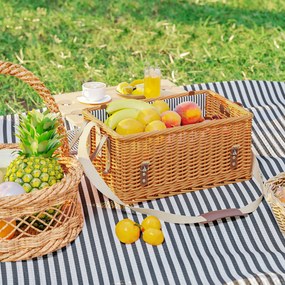 Outsunny Coș Picnic Răchită Bej cu Set | Aosom Romania