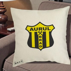 Perna Personalizata Aurul Brad Fotbal, 40x40 cm, Ecru, Husa Detasabila, Perna Inclusa, BEKZ®