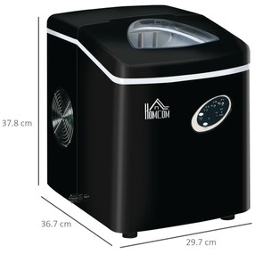 HOMCOM Mașină de Făcut Gheață Rapidă 15kg/24h Compactă Ușor de Utilizat Negru | Aosom Romania