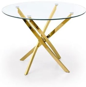 Masa rotunda sticla Raymond transparent/auriu ø100/h73 cm