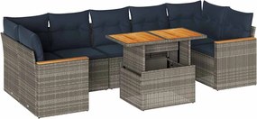 vidaXL Set canapele de grădină cu perne, 8 piese, gri, poliratan