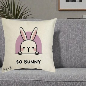 Perna Decorativa So Bunny Kawaii, 40x40 cm, Ecru, Husa Detasabila, Perna Inclusa, BEKZ®