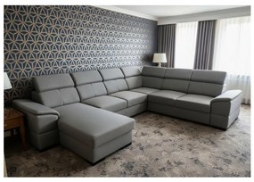 Colțar extensibil GRANADA cu colț universal în formă de U și spațiu de depozitare, gri închis