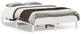 vidaXL Cadru de pat fără saltea, alb, 140x190 cm, lemn masiv de pin