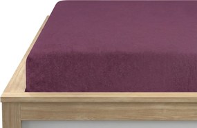 Cearsaf elastic molton din fleece pruna 180 x 200 cm