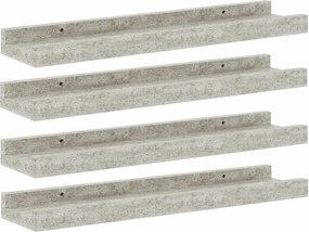 vidaXL Rafturi de perete, 4 buc., gri beton, 40x9x3 cm