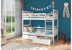 Expedo Pat supraetajat pentru copii PANDA + 2 saltea, 80x180, alb