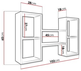 Etajeră de perete TRIO 60x102 cm alb