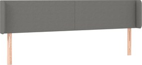 vidaXL Tăblie de pat cu aripioare gri închis 203x16x78/88 cm textil