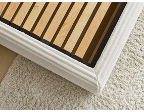 Pat matrimonial bej tapițat cu spațiu de depozitare cu somieră 180x200 cm Jade – Bobochic Paris