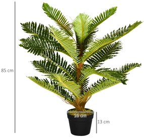 HOMCOM Plantă Artificială de Palmă cu 18 Frunze și Vas Inclus pentru Interior, Înălțime 85 cm, Verde | Aosom Romania