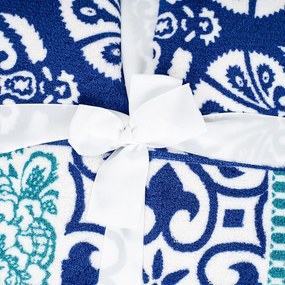 Pătură imitație blăniță 4Home Flowers, albastru, 150 x 200 cm