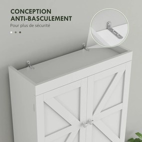 HOMCOM Dulap de depozitare deasupra toaletelor, dulap de baie cu 2 uși raft 58,5L x 23l x 170H cm alb | Aosom Romania