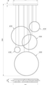Lustră pe cablu SATURNO LED/100W/230V auriu