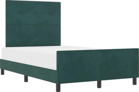 vidaXL Pat cu arcuri cu headboard Verde închis 120 x 200 cm Catifea